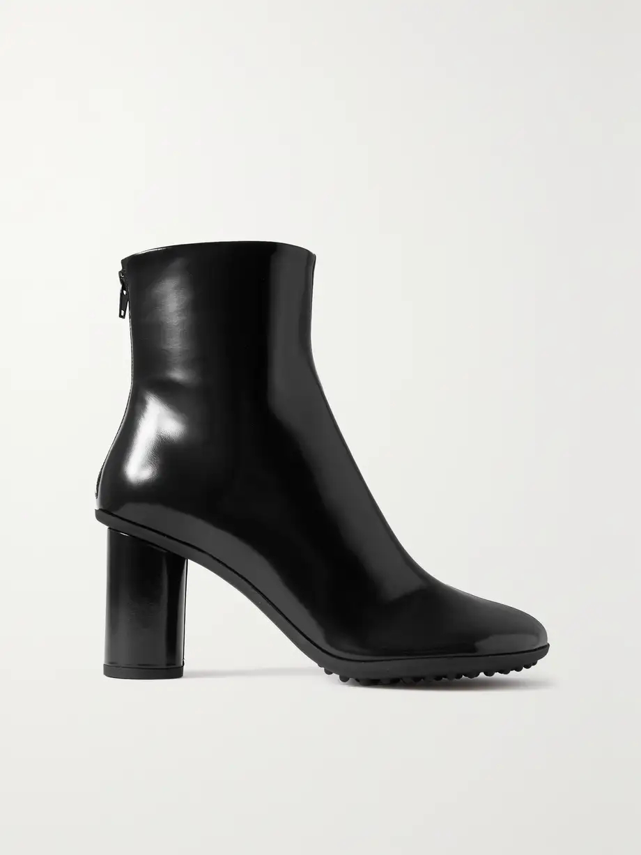 Atomic glossed-leather ankle boots