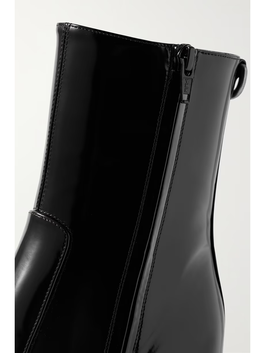 Betty buckled glossed-leather knee boots