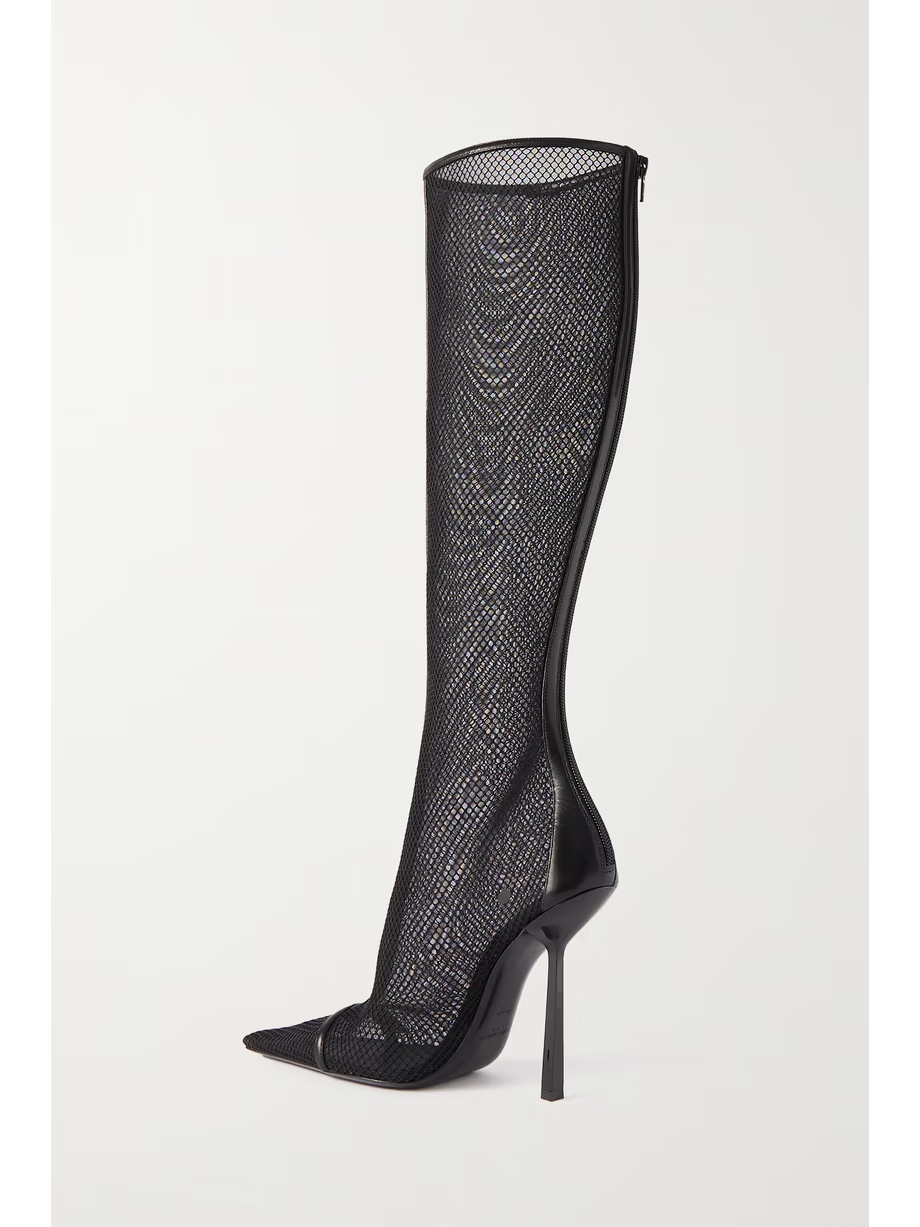 Oxalis buckle-embellished leather-trimmed mesh knee boots