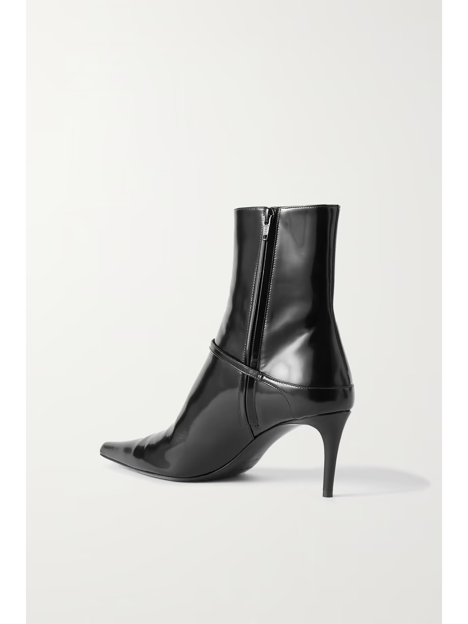 Vendome buckled glossed-leather ankle boots