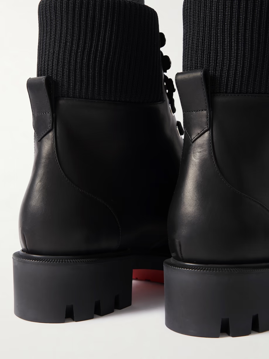 En Hiver Lug 40 ribbed knit-trimmed leather ankle boots