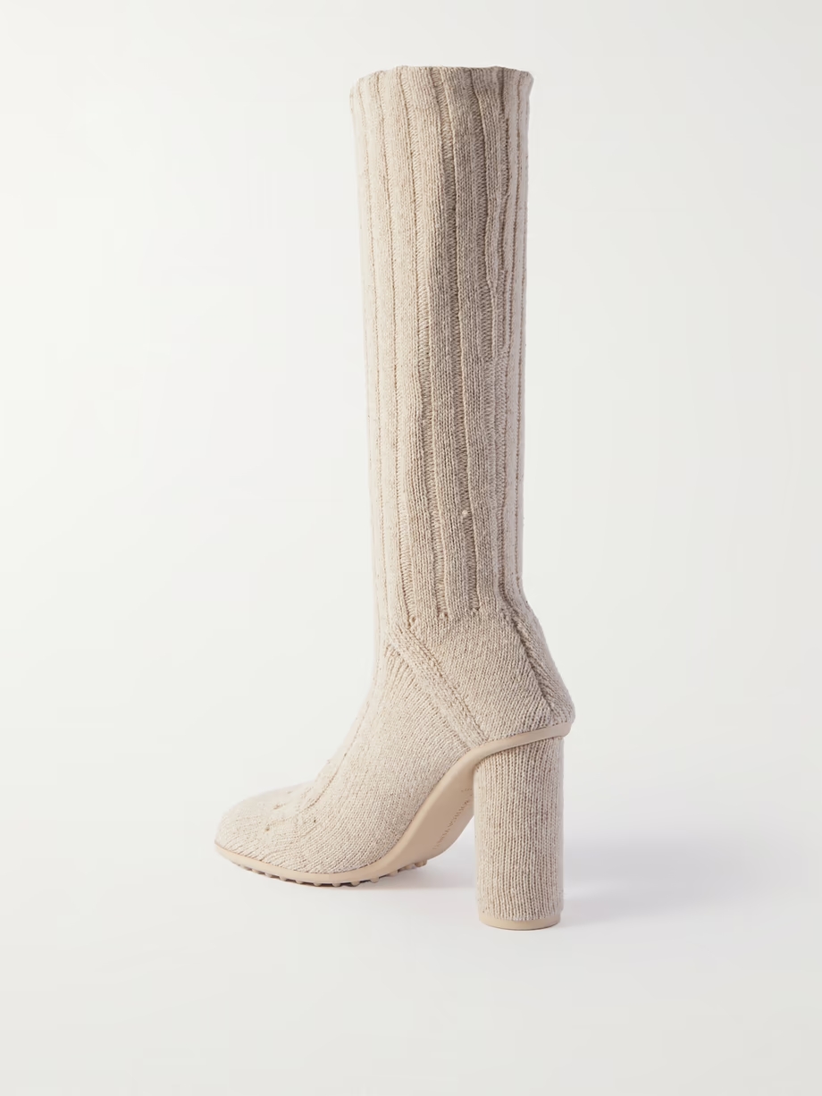 Atomic ribbed-knit knee-boots