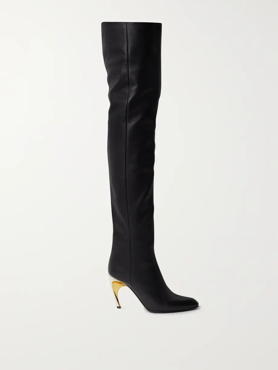 Armadillo leather over-the-knee boots