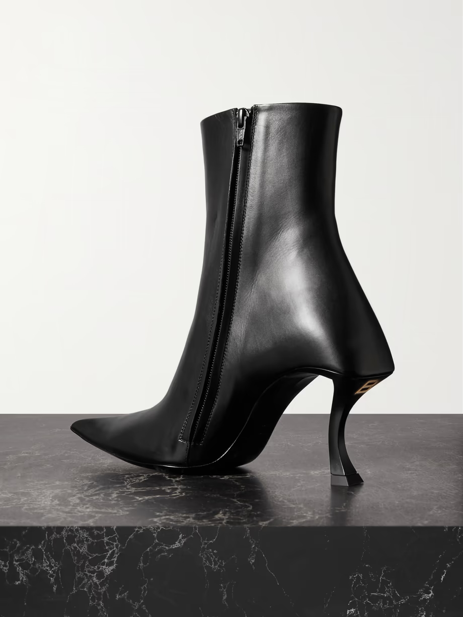 Hourglass leather ankle boots