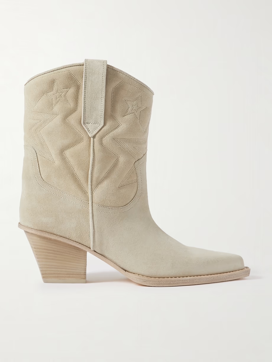 Texas Star embroidered debossed suede ankle boots