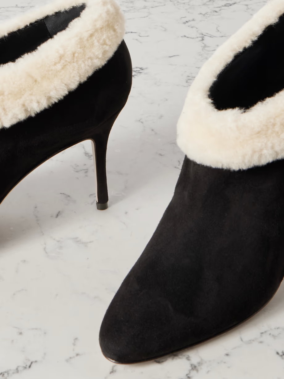 Escaria 90 shearling-trimmed suede ankle boots