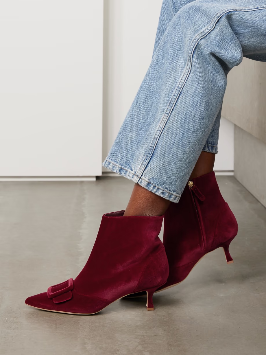 Baylow 50 buckled velvet ankle boots