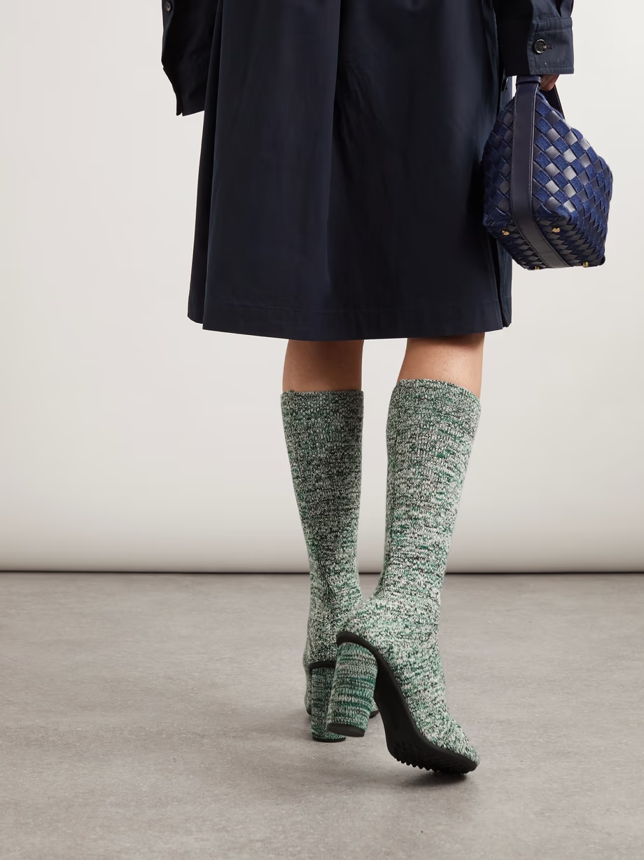 Atomic ribbed-knit knee boots