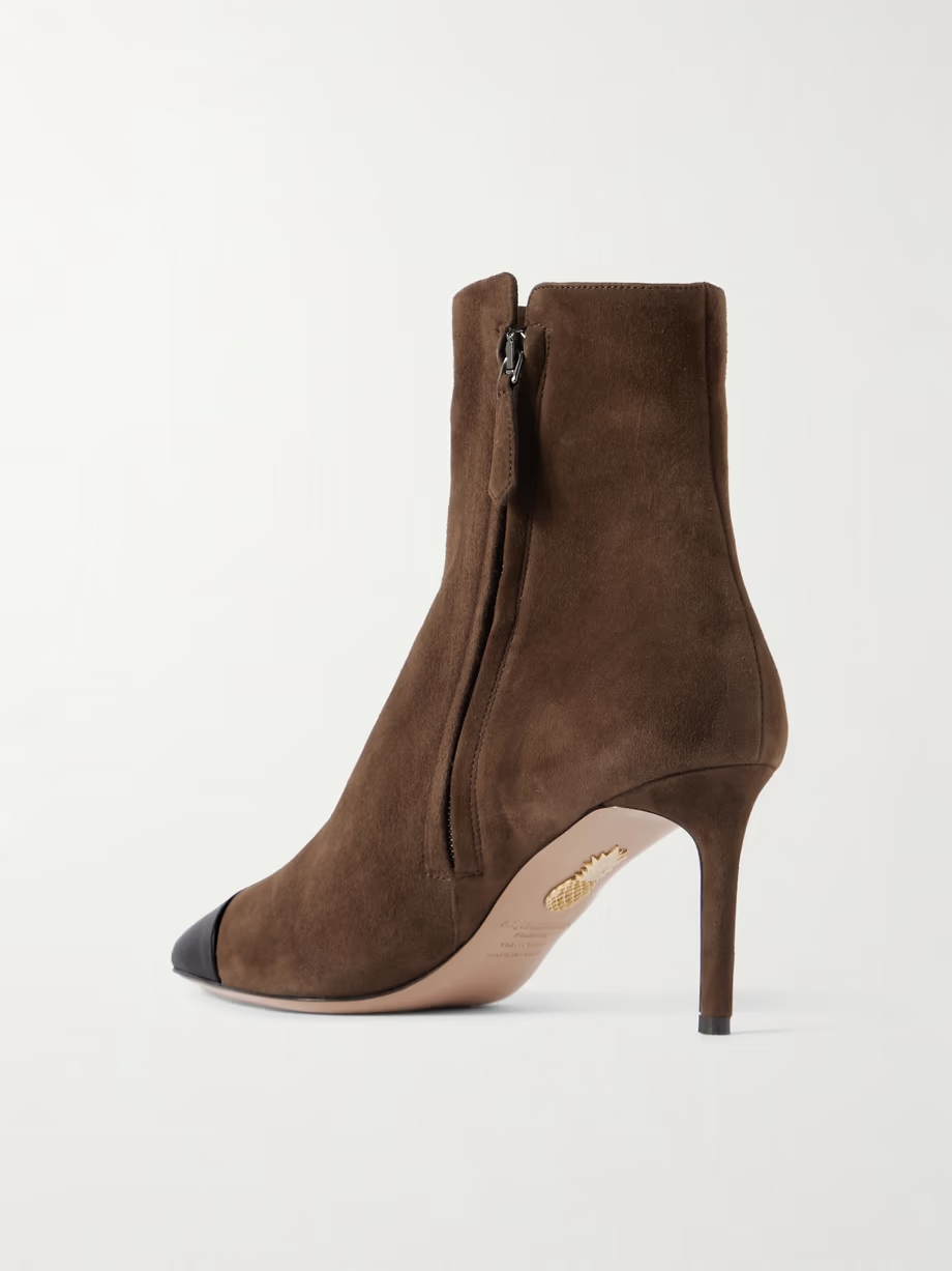 Milanese leather-trimmed suede ankle boots