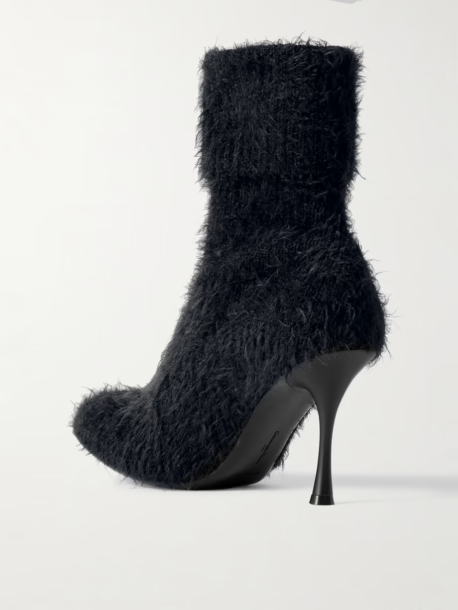 Aspen 95 brushed ribbed-knit ankle boots