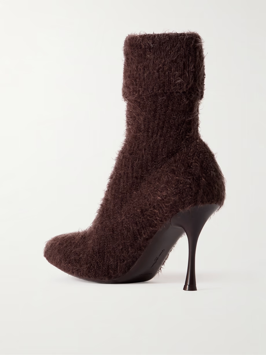 Aspen 95 brushed ribbed-knit ankle boots