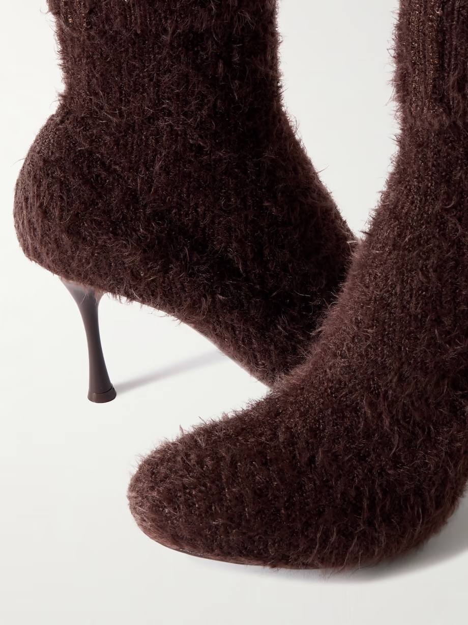 Aspen 95 brushed ribbed-knit ankle boots