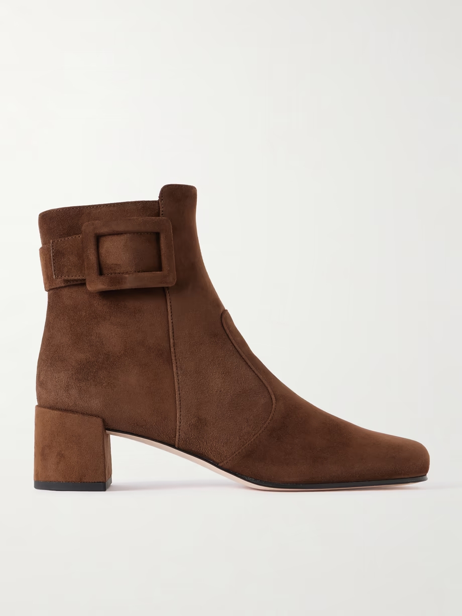 Tres Vivier Polly buckled suede ankle boots