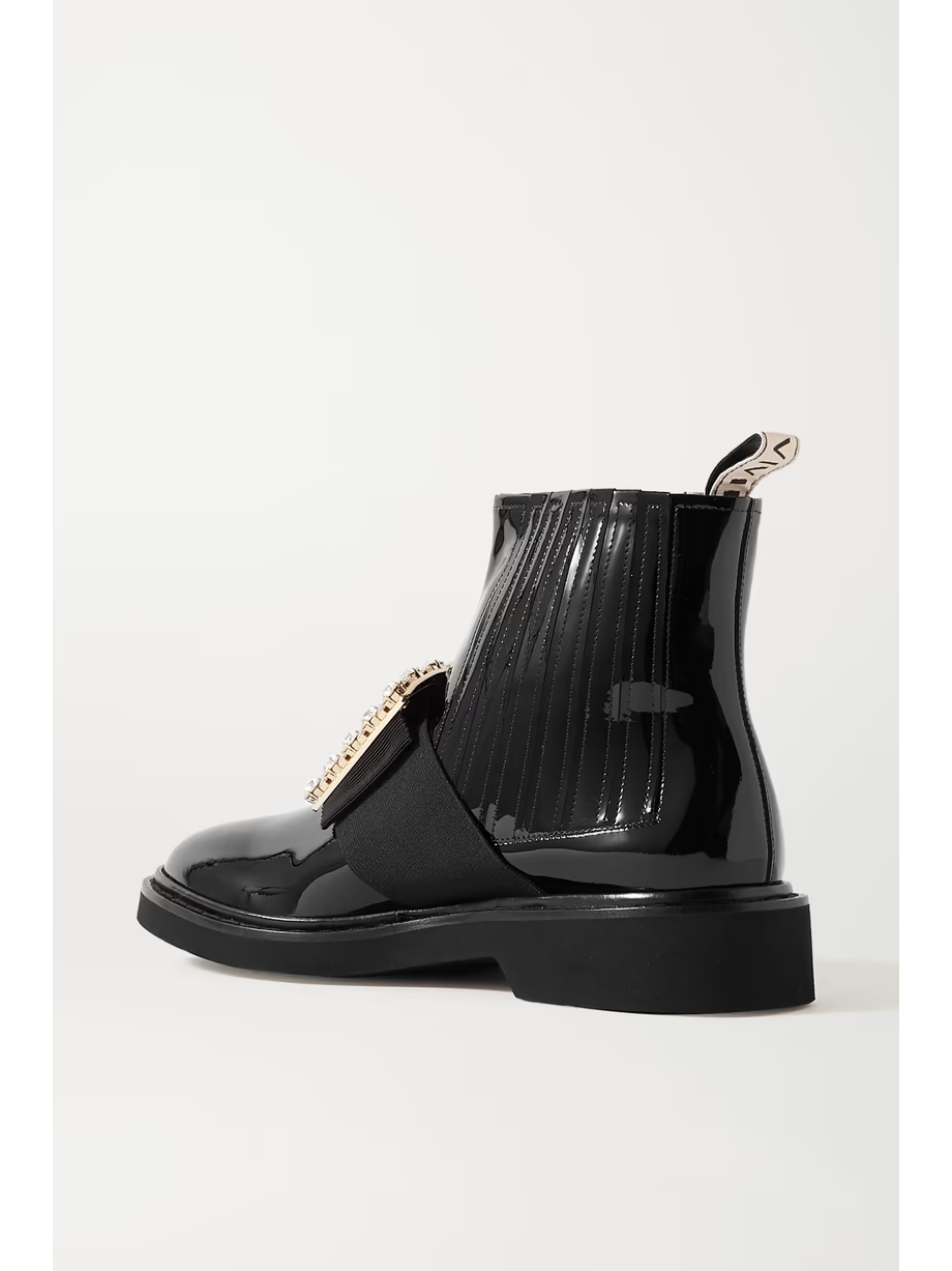 Viv Ranger crystal-embellished patent-leather Chelsea boots