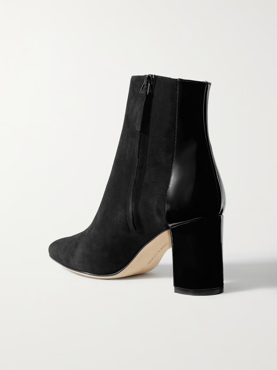 Rosie 70 patent-leather and suede ankle boots