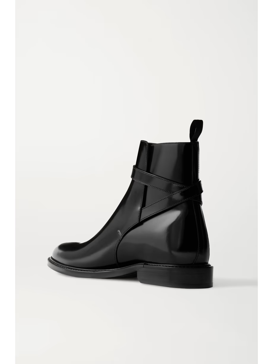 Army glossed-leather ankle boots