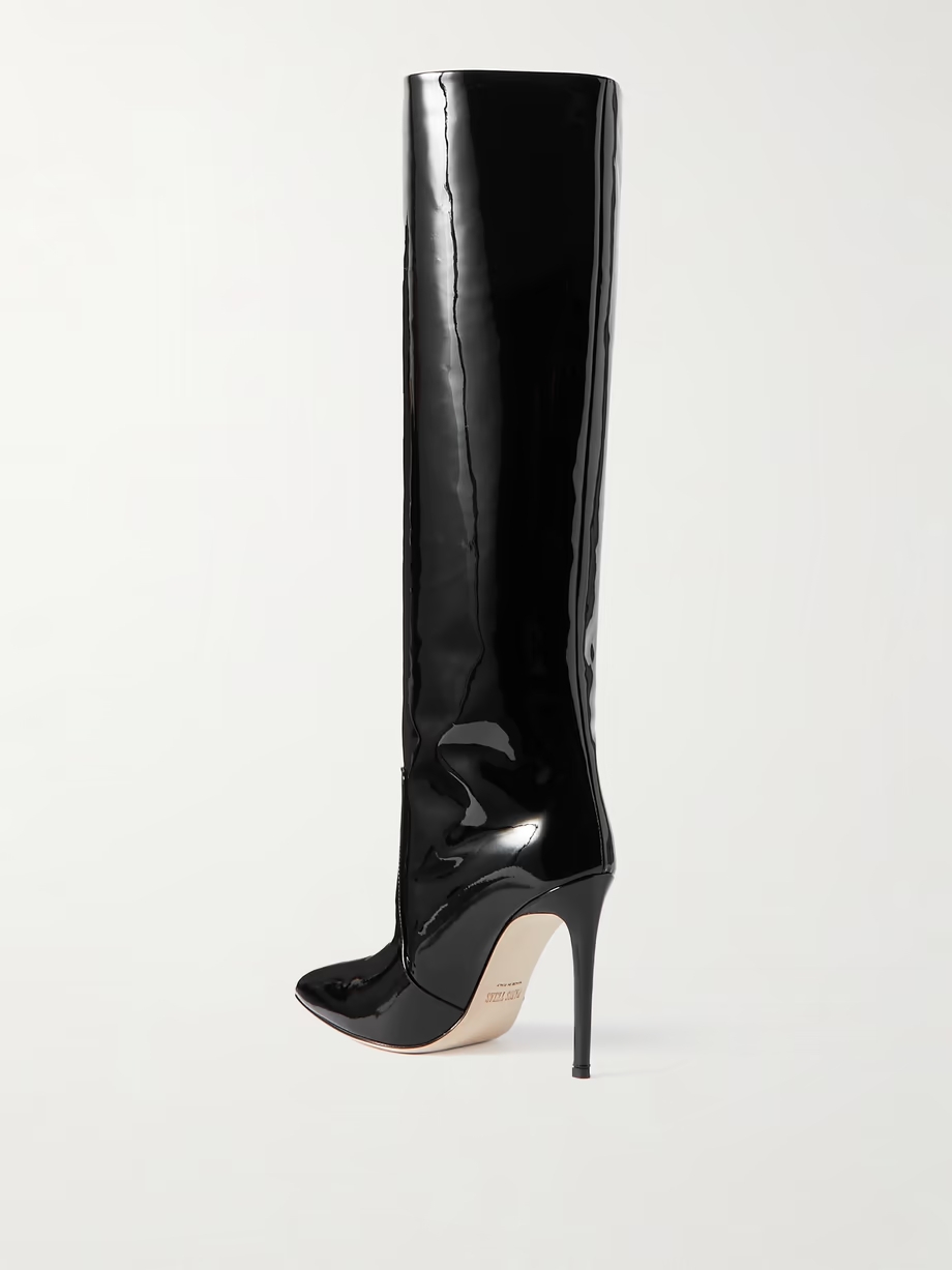 Stiletto patent-leather knee boots