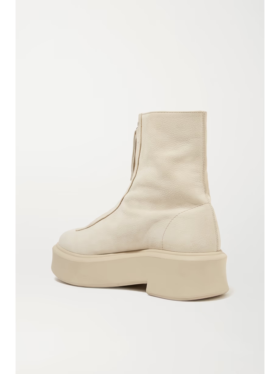 Textured-nubuck platform ankle boots