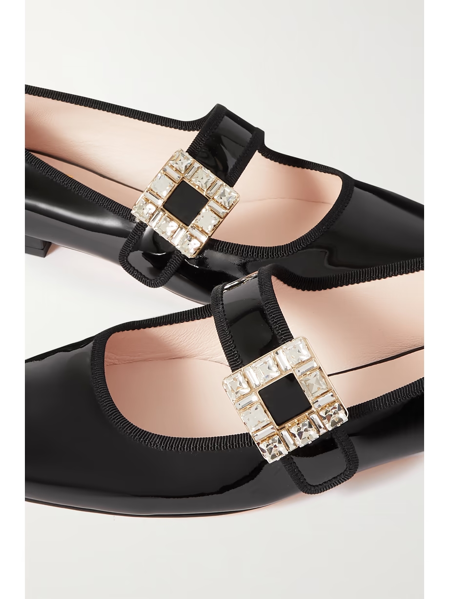 Très Vivier Strass Babies crystal-embellished patent-leather ballet flats