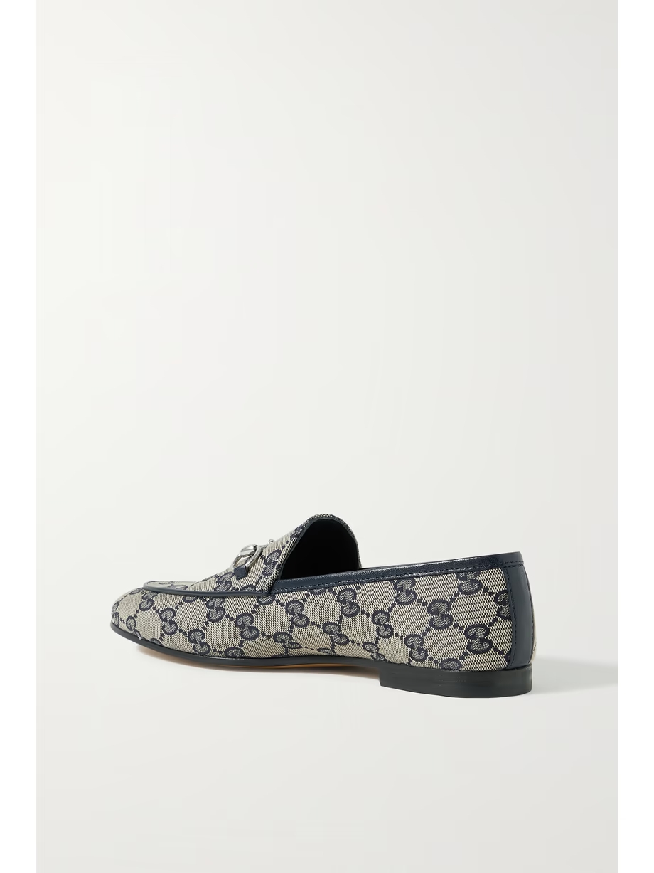 Jordaan horsebit-detailed leather-trimmed printed coated-canvas loafers