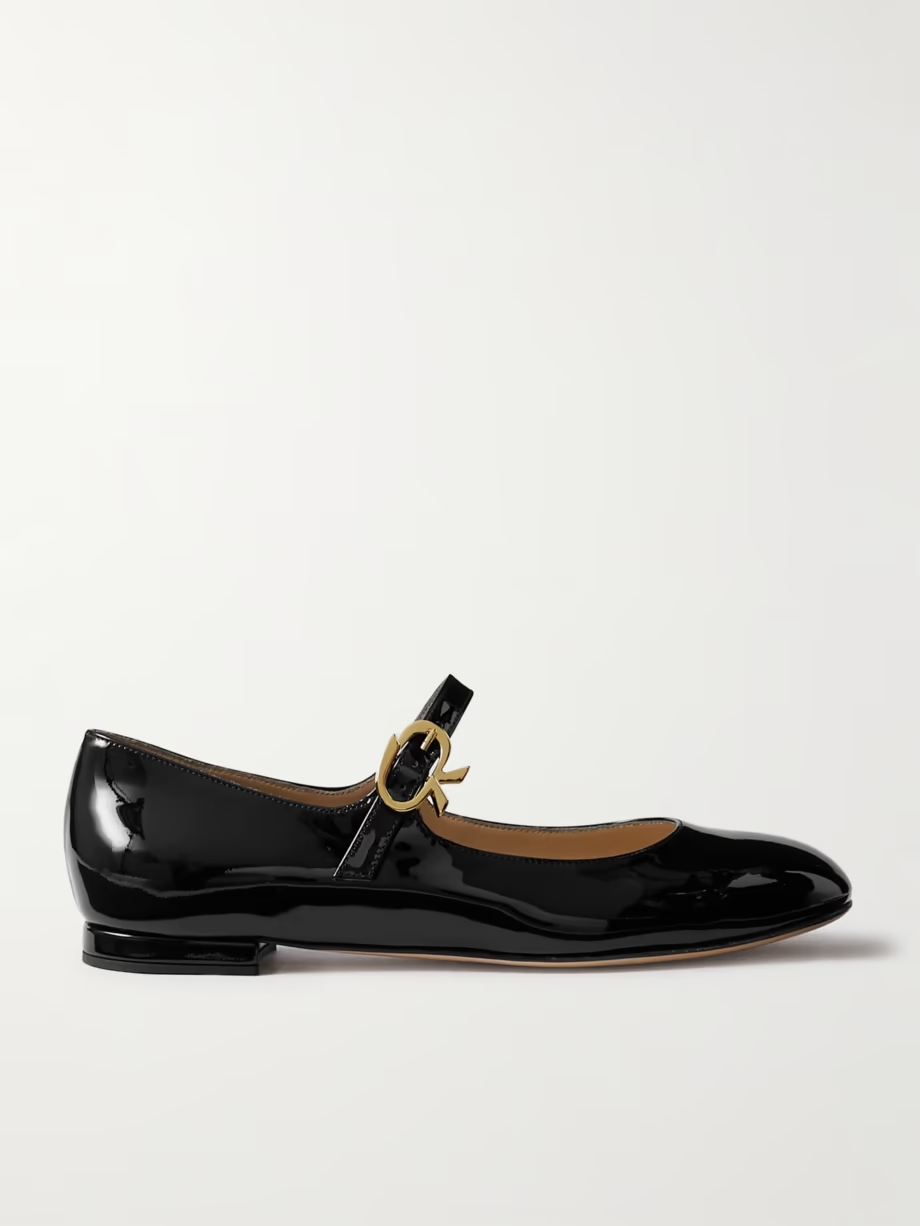 Patent-leather Mary Jane flats