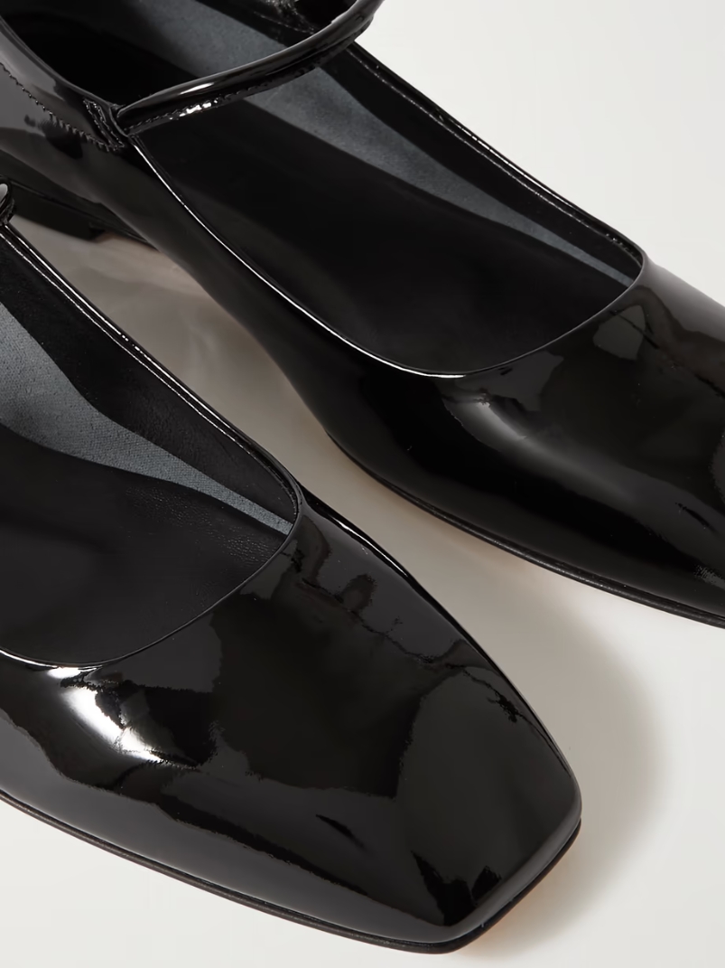 Uma patent-leather Mary Jane ballet flats