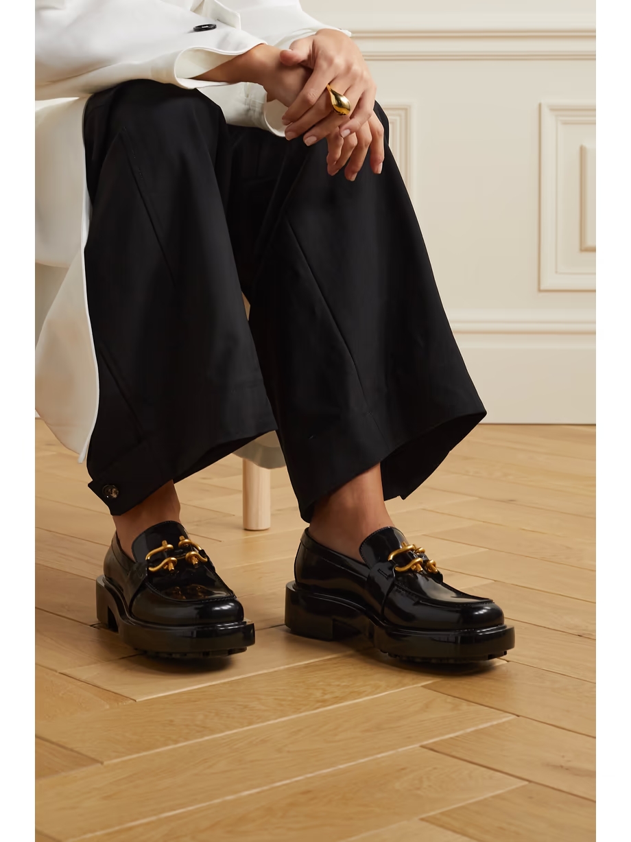 Monsieur embellished patent-leather loafers