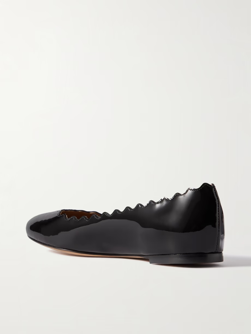 Lauren scalloped patent-leather ballet flats