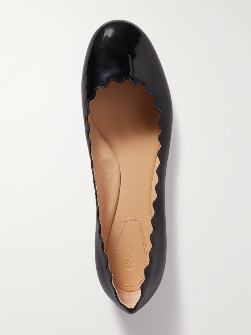 Lauren scalloped patent-leather ballet flats