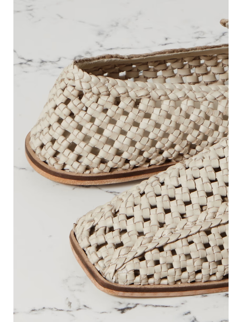 + NET SUSTAIN macramé leather loafers