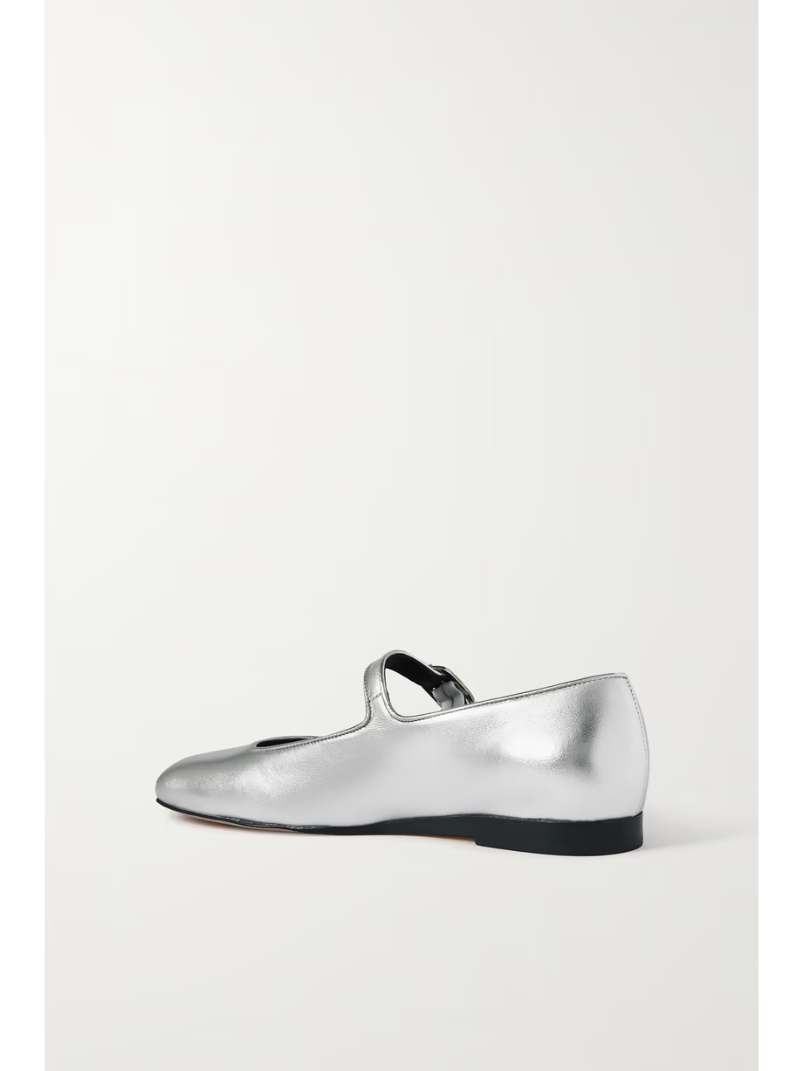 Metallic leather Mary Jane flats