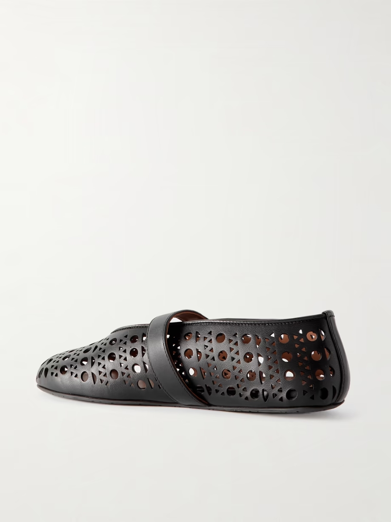 Perforated leather ballet pumps