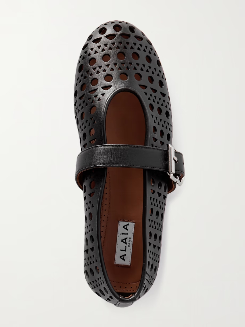 Perforated leather ballet pumps