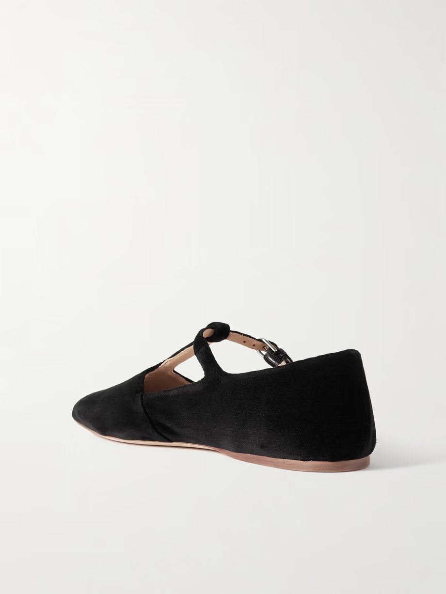 + NET SUSTAIN Lola Ballerina organic cotton-velvet Mary Jane point-toe flats