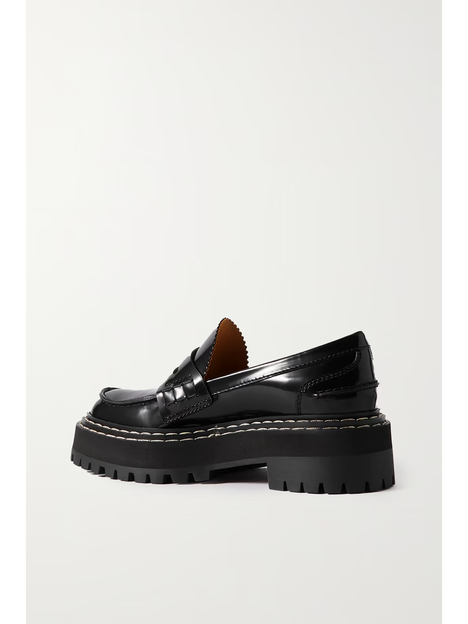 Patent-leather platform loafers