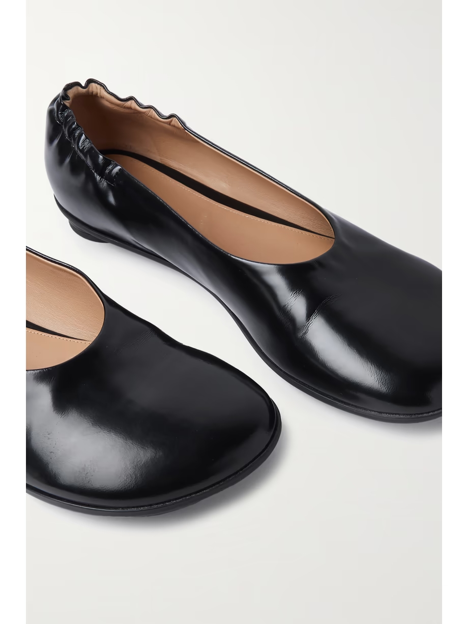 Atomic Ballerina glossed-leather ballet flats