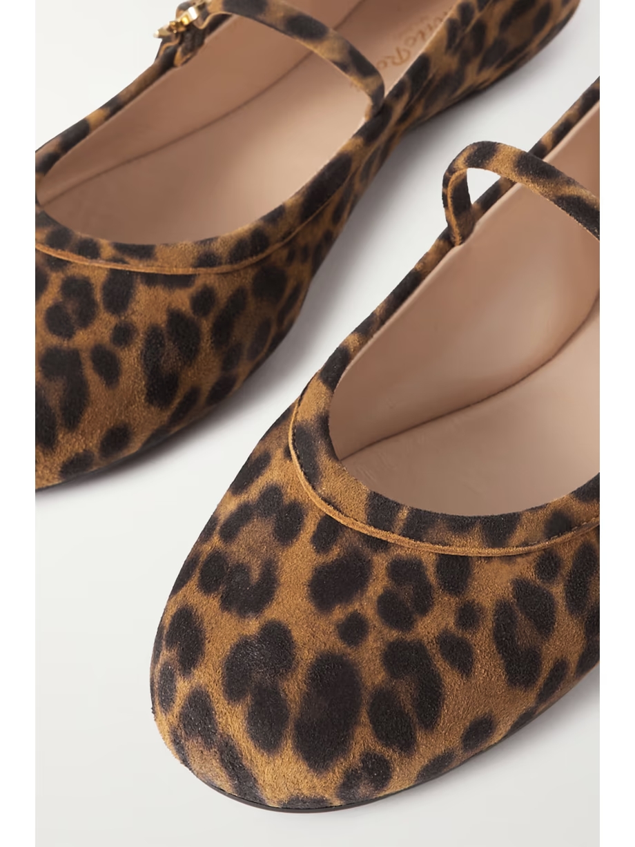 Carla leopard-print suede Mary Jane ballet flats