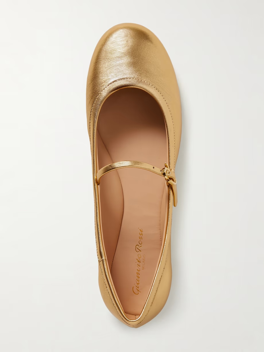 Carla metallic leather Mary Jane flats