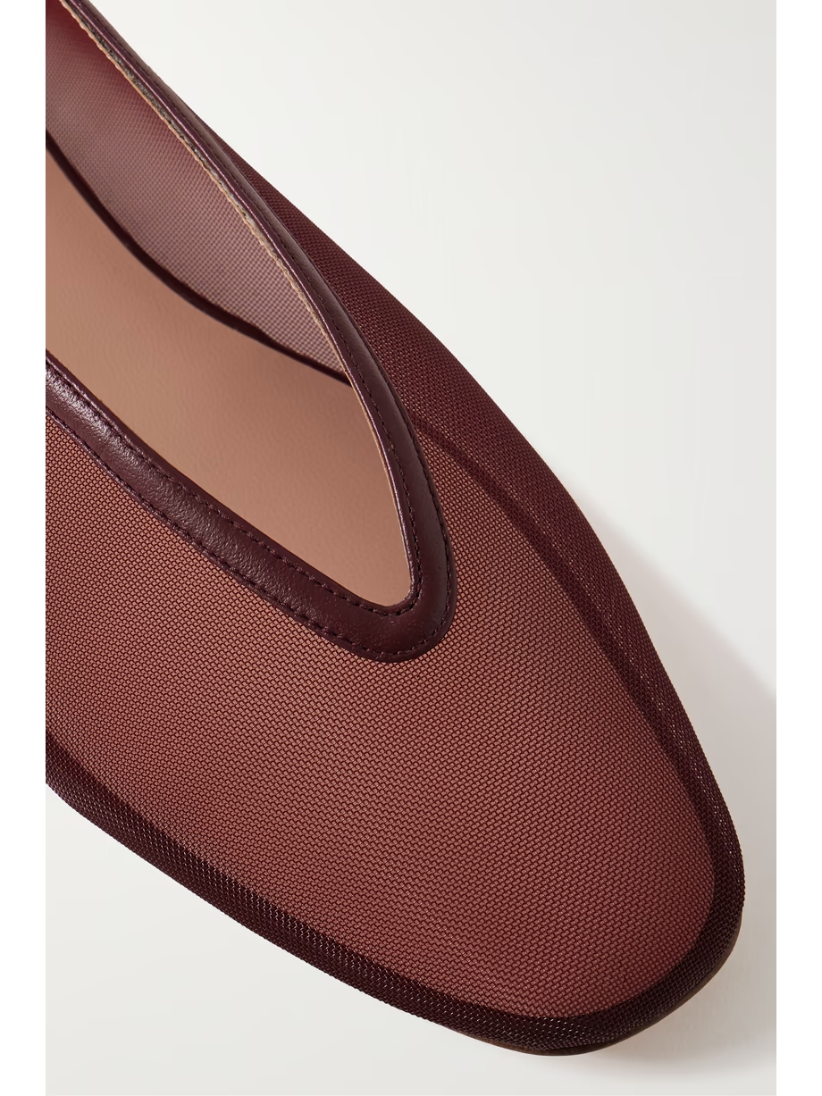 Luna leather-trimmed mesh ballet flats