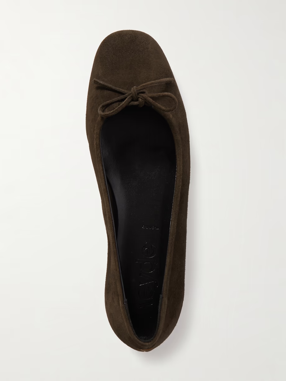 Delfina bow-detailed suede ballet flats