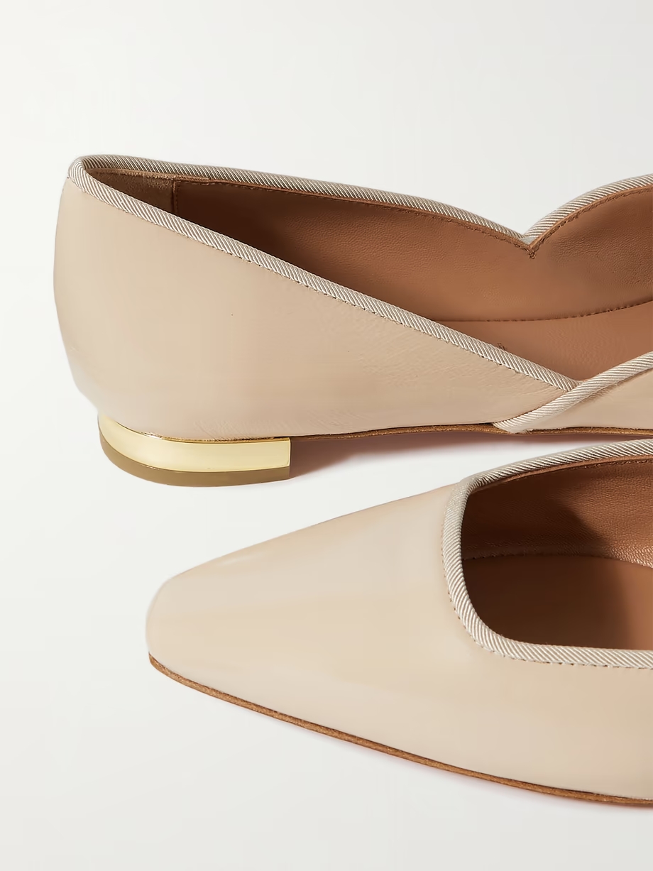 Maia grosgrain-trimmed glossed-leather ballet flats