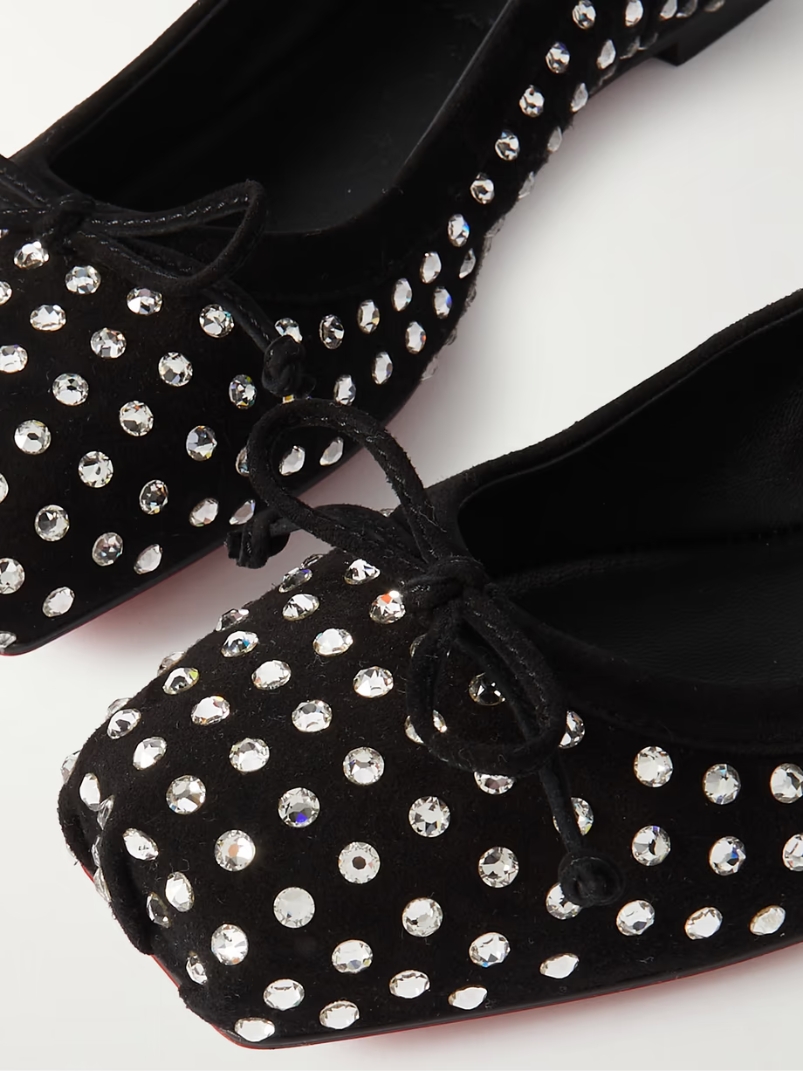 Mamadrague crystal-embellished suede ballet flats