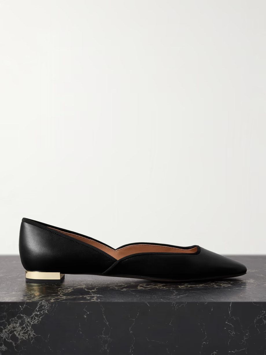 Maia grosgrain-trimmed leather ballet flats