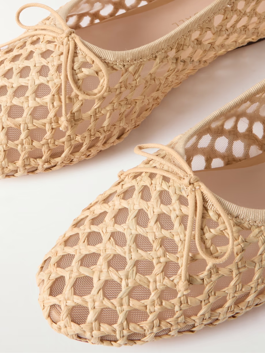 Leonie woven raffia ballet flats