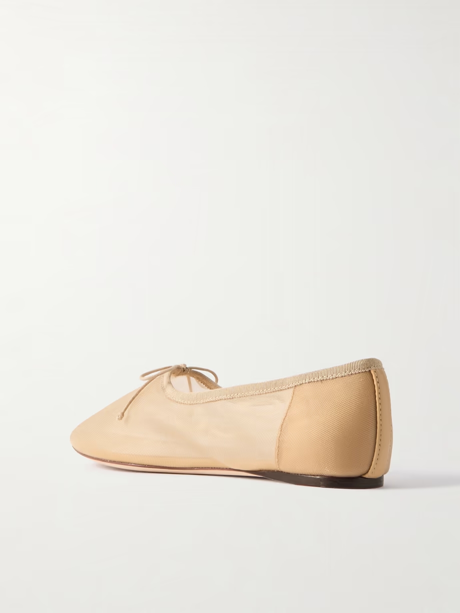 Landon bow-embellished mesh ballet flats