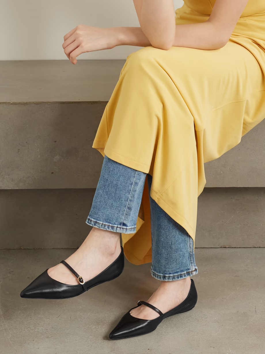 Emilia leather Mary Jane point-toe flats