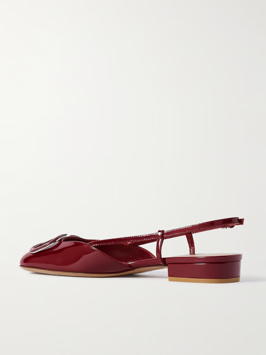 Ballerina 20 appliquéd patent-leather slingback flats