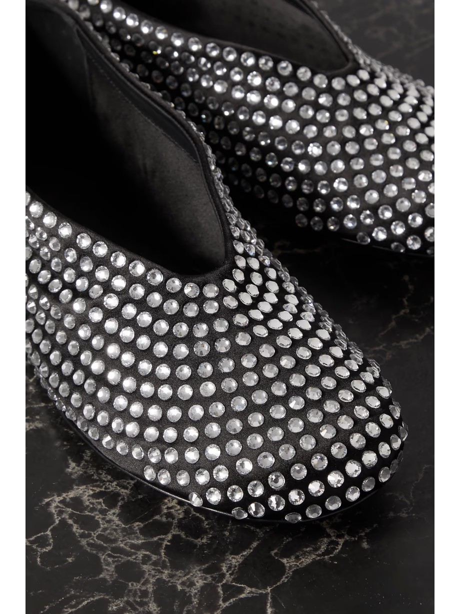 Marcy crystal-embellished satin ballet flats