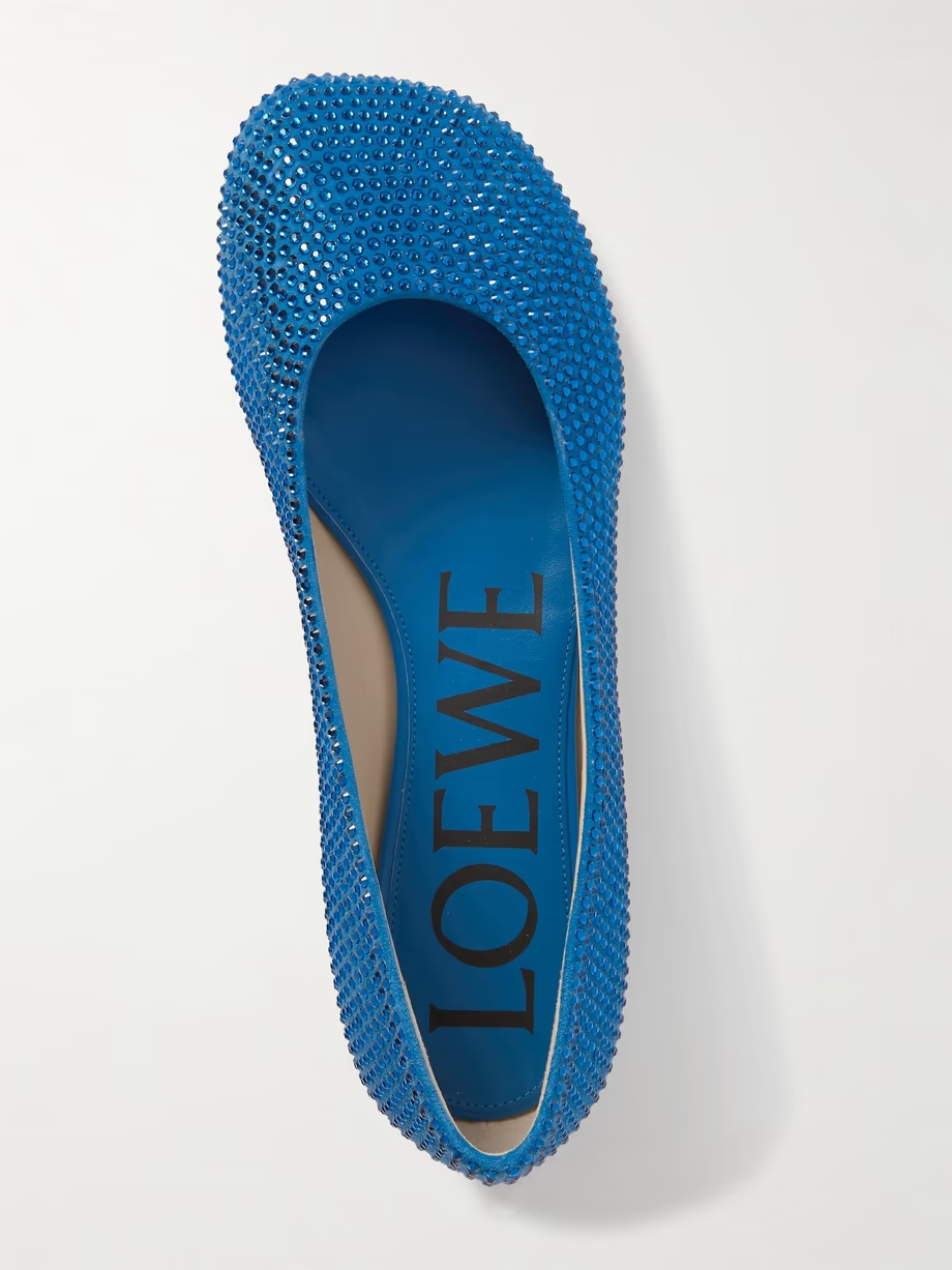 Toy crystal-embellished suede ballet flats