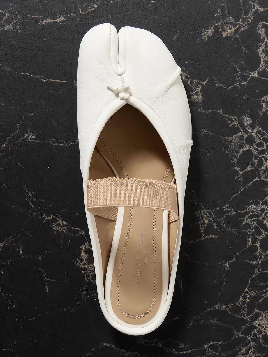 Tabi frayed split-toe leather ballet flats